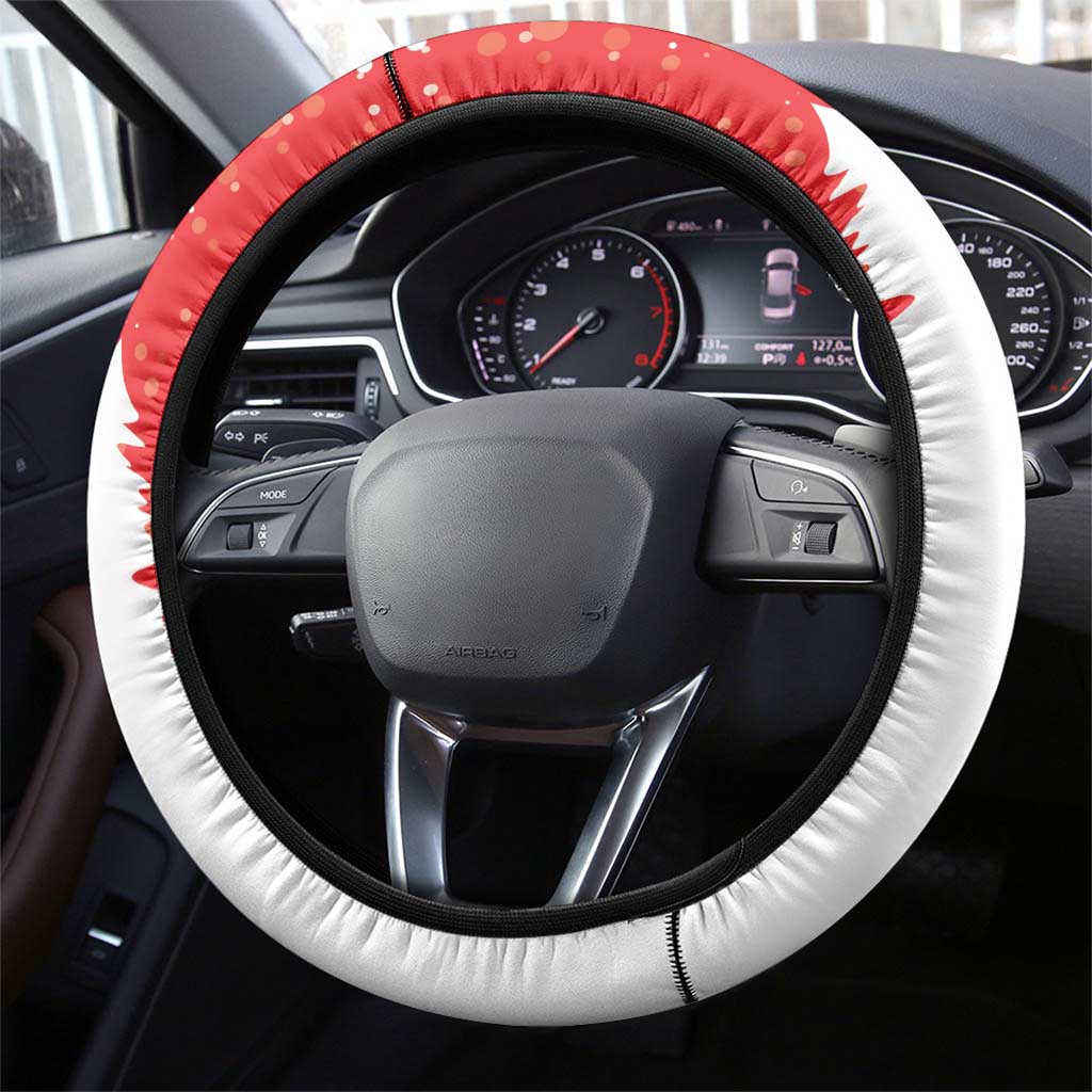 Canada Christmas Steering Wheel Cover Santa Play Hockey - Winter Forest - Wonder Print Shop