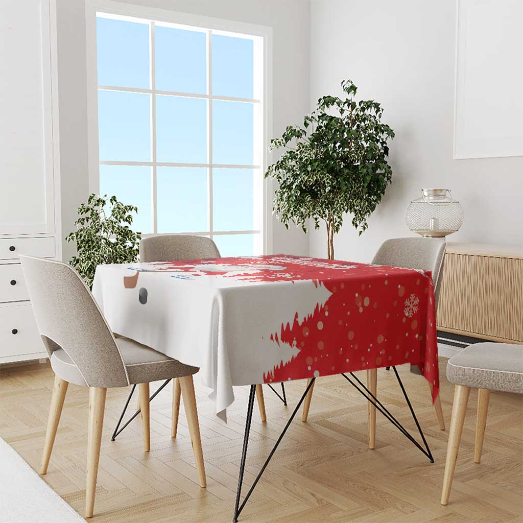 Canada Christmas Tablecloth Santa Play Hockey - Winter Forest - Wonder Print Shop