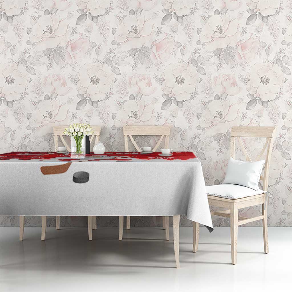 Canada Christmas Tablecloth Santa Play Hockey - Winter Forest - Wonder Print Shop