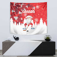 Canada Christmas Tapestry Santa Play Hockey - Winter Forest - Wonder Print Shop