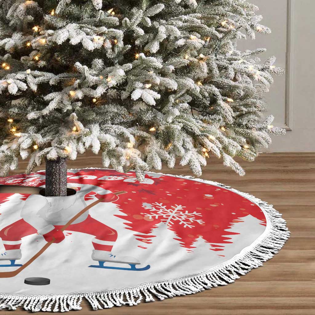 Canada Christmas Tree Skirt Santa Play Hockey - Winter Forest - Wonder Print Shop