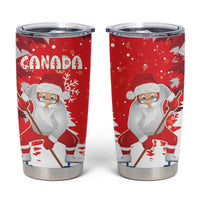 Canada Christmas Tumbler Cup Santa Play Hockey - Winter Forest - Wonder Print Shop