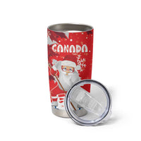 Canada Christmas Tumbler Cup Santa Play Hockey - Winter Forest - Wonder Print Shop