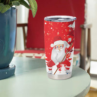 Canada Christmas Tumbler Cup Santa Play Hockey - Winter Forest - Wonder Print Shop