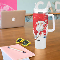 Canada Christmas Tumbler With Handle Santa Play Hockey - Winter Forest - Wonder Print Shop