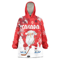 Canada Christmas Wearable Blanket Hoodie Santa Play Hockey - Winter Forest - Wonder Print Shop