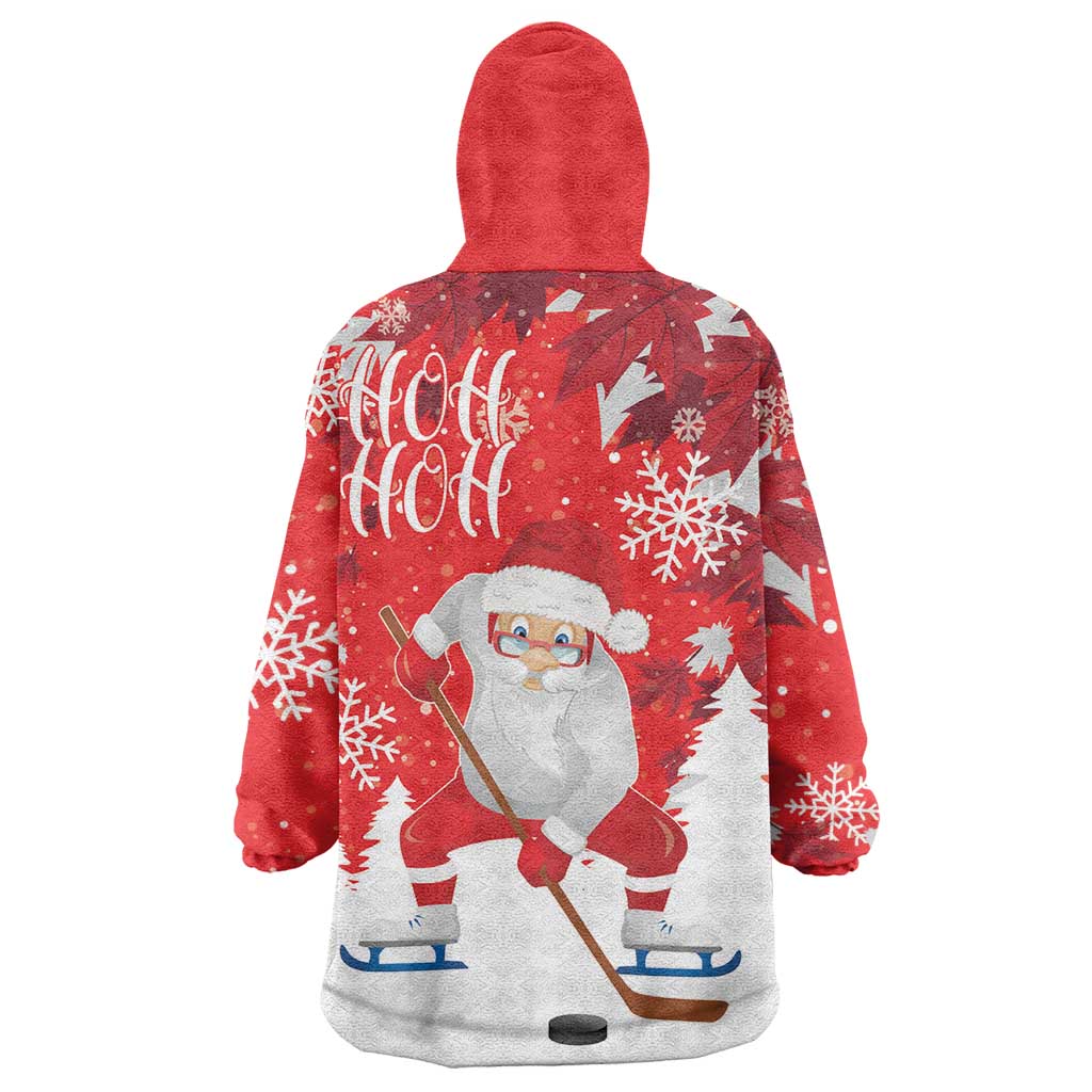 Canada Christmas Wearable Blanket Hoodie Santa Play Hockey - Winter Forest - Wonder Print Shop