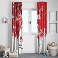 Canada Christmas Window Curtain Santa Play Hockey - Winter Forest - Wonder Print Shop