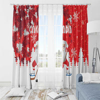 Canada Christmas Window Curtain Santa Play Hockey - Winter Forest - Wonder Print Shop