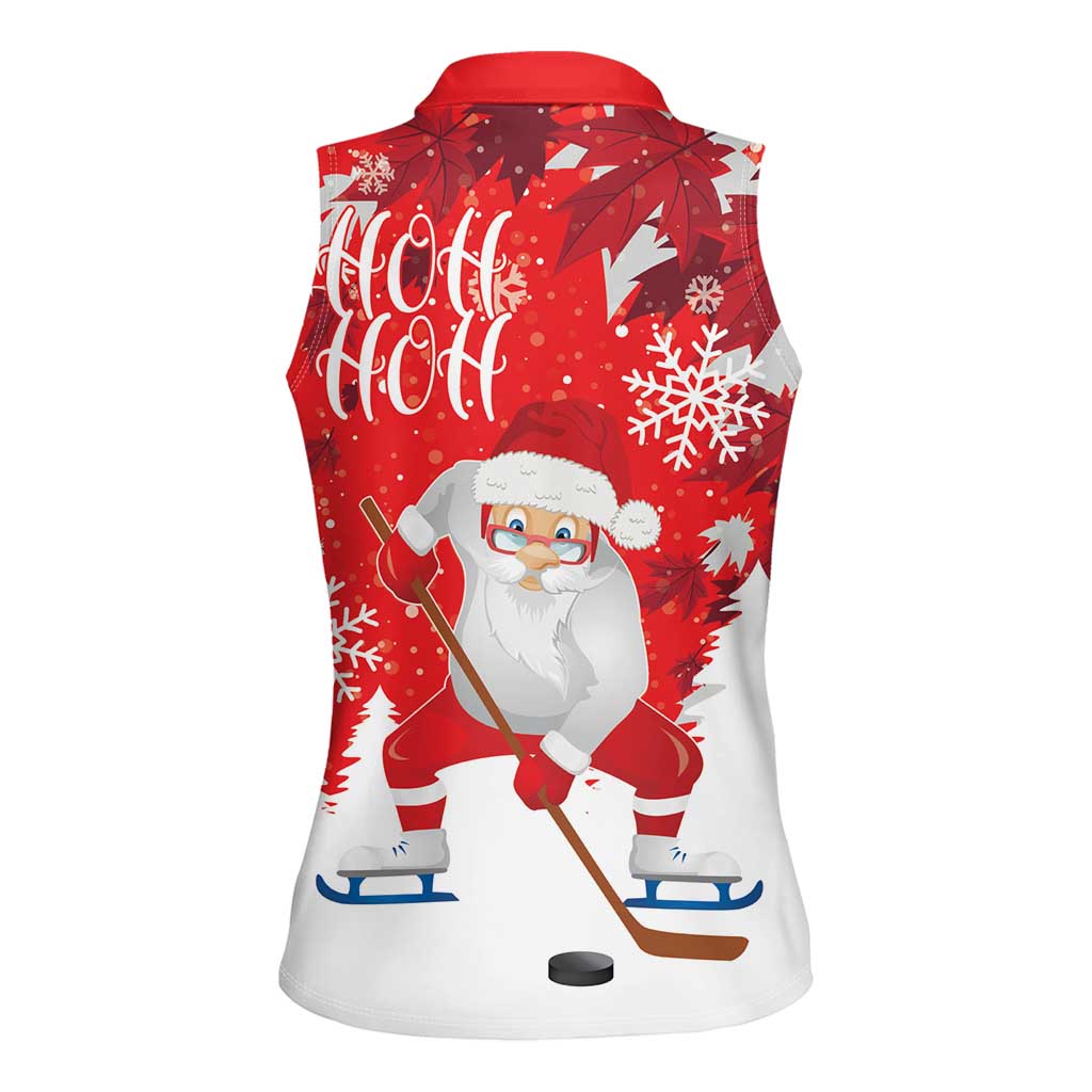 Canada Christmas Women Sleeveless Polo Shirt Santa Play Hockey - Winter Forest - Wonder Print Shop