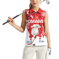 Canada Christmas Women Sleeveless Polo Shirt Santa Play Hockey - Winter Forest - Wonder Print Shop