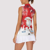 Canada Christmas Women Sleeveless Polo Shirt Santa Play Hockey - Winter Forest - Wonder Print Shop