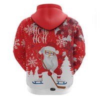 Canada Christmas Zip Hoodie Santa Play Hockey - Winter Forest - Wonder Print Shop