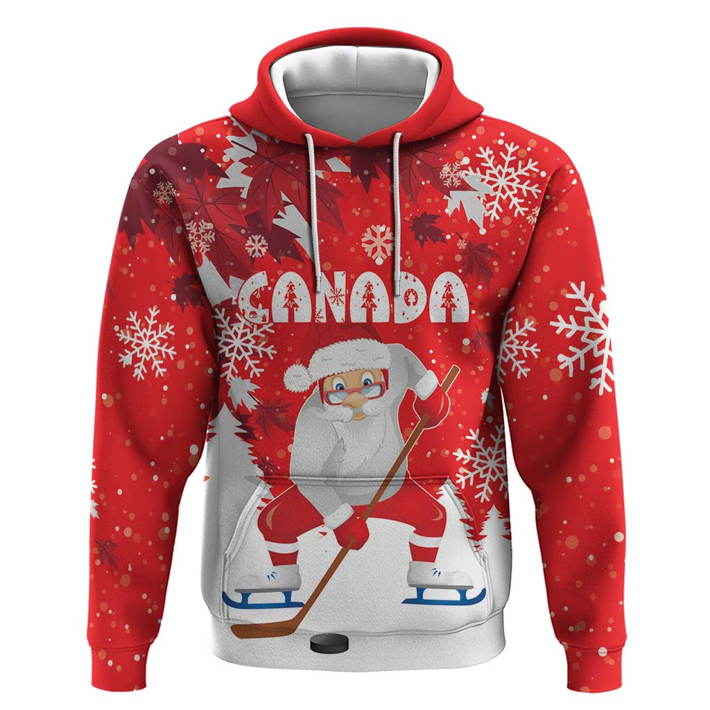 Canada Christmas Zip Hoodie Santa Play Hockey - Winter Forest - Wonder Print Shop