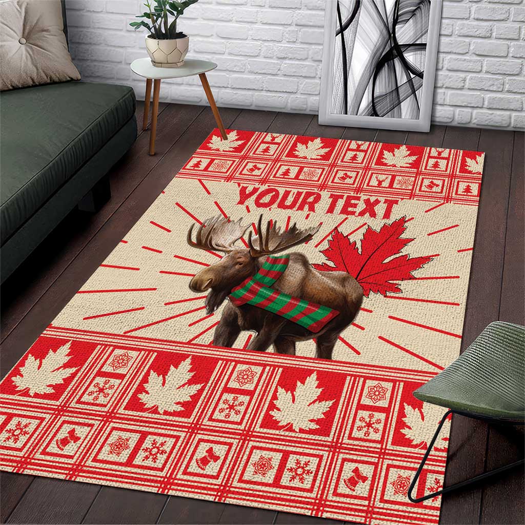 Personalized Canada Moose Area Rug Maple Leaf Christmas Lightning Art - Wonder Print Shop