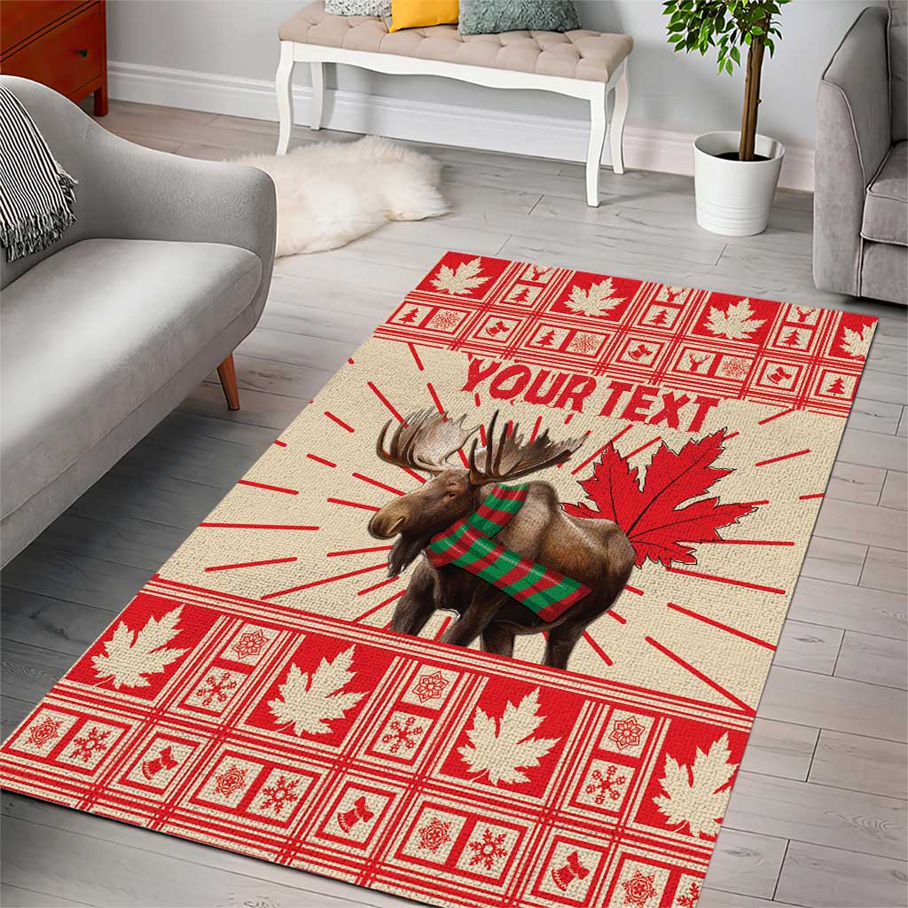 Personalized Canada Moose Area Rug Maple Leaf Christmas Lightning Art - Wonder Print Shop