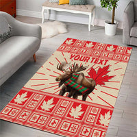 Personalized Canada Moose Area Rug Maple Leaf Christmas Lightning Art - Wonder Print Shop