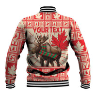 Personalized Canada Moose Baseball Jacket Maple Leaf Christmas Lightning Art - Wonder Print Shop