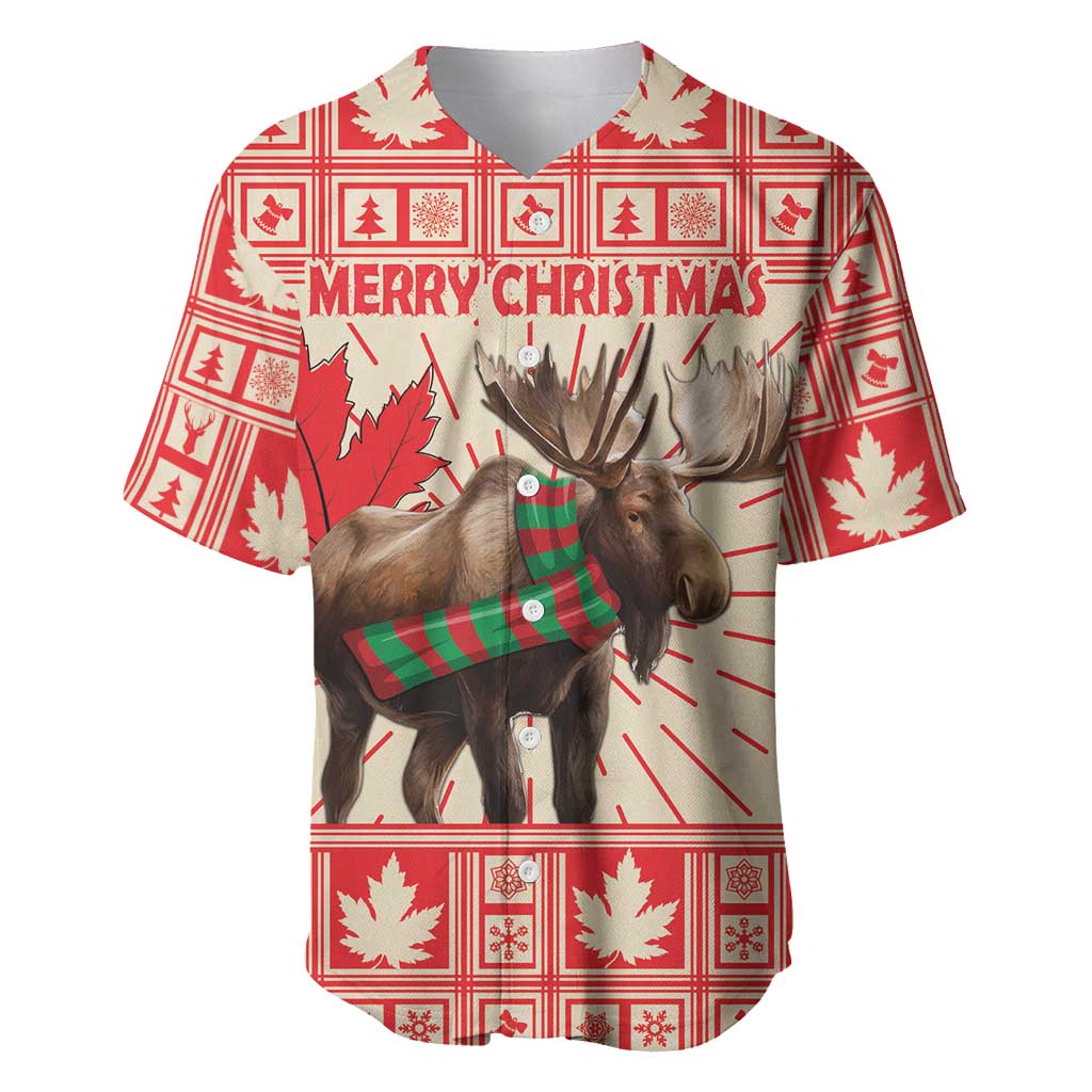 Personalized Canada Moose Baseball Jersey Maple Leaf Christmas Lightning Art - Wonder Print Shop