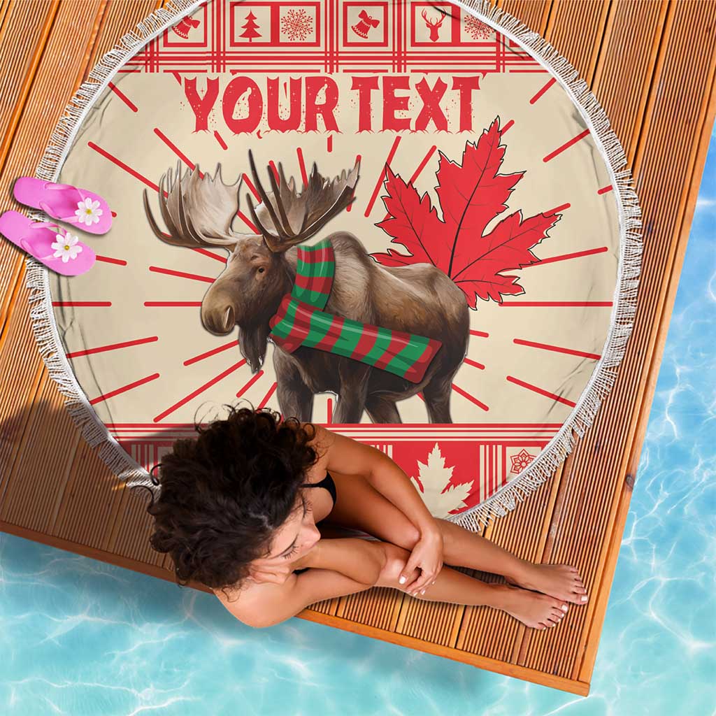 Personalized Canada Moose Beach Blanket Maple Leaf Christmas Lightning Art - Wonder Print Shop