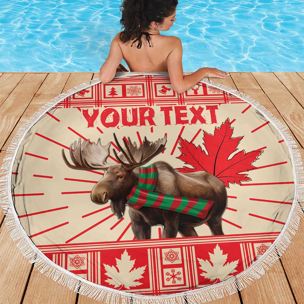 Personalized Canada Moose Beach Blanket Maple Leaf Christmas Lightning Art - Wonder Print Shop