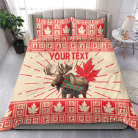 Personalized Canada Moose Bedding Set Maple Leaf Christmas Lightning Art - Wonder Print Shop
