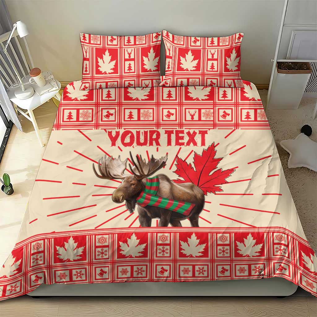 Personalized Canada Moose Bedding Set Maple Leaf Christmas Lightning Art - Wonder Print Shop