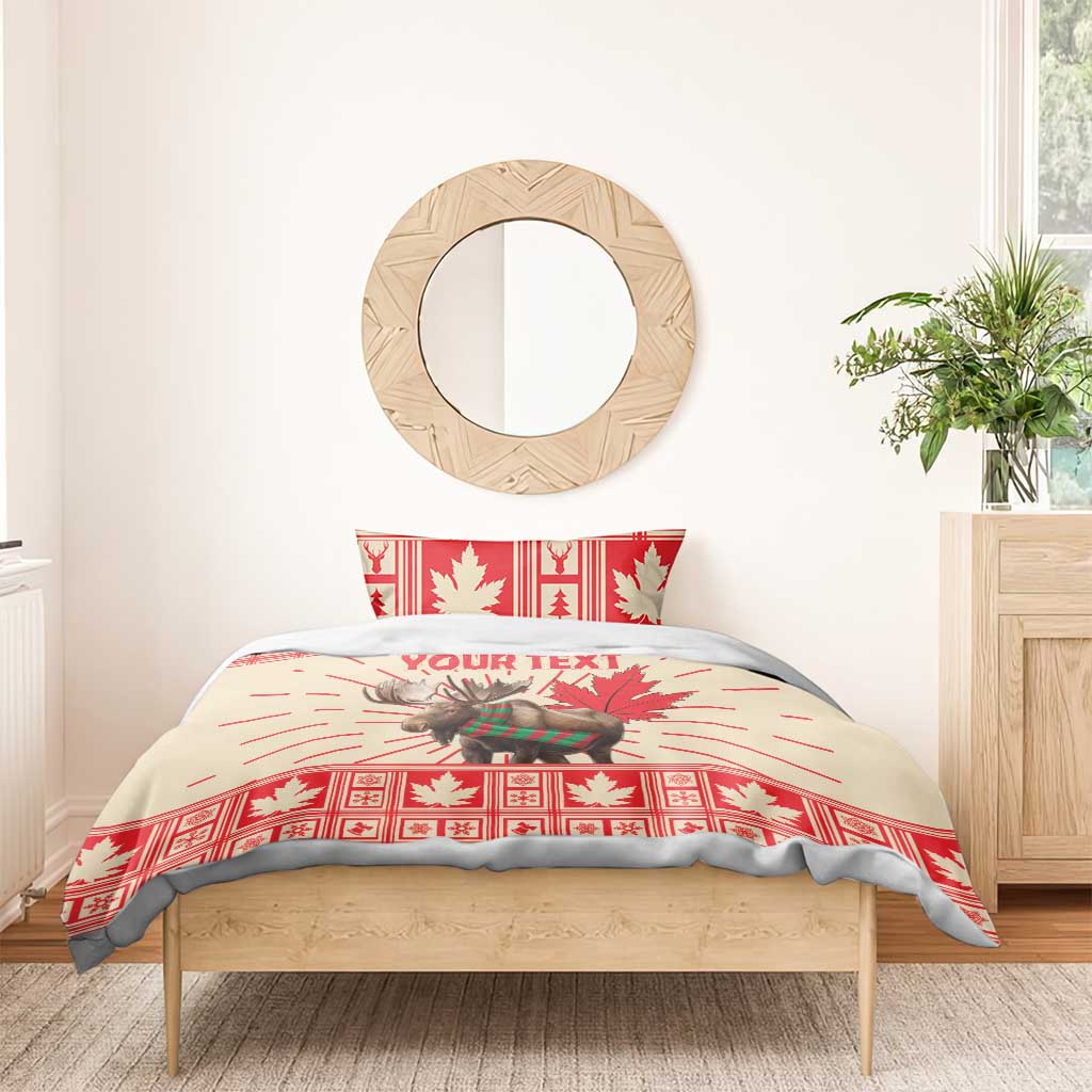 Personalized Canada Moose Bedding Set Maple Leaf Christmas Lightning Art - Wonder Print Shop