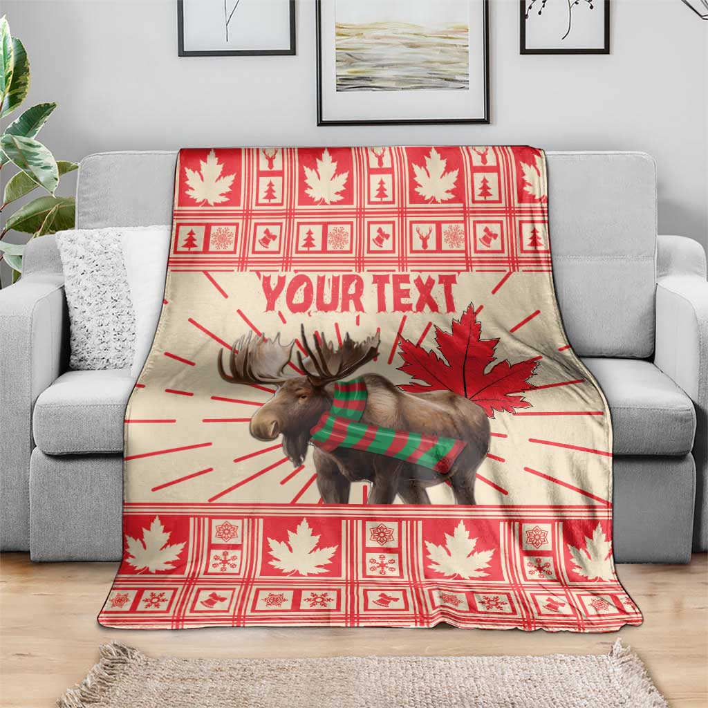 Personalized Canada Moose Blanket Maple Leaf Christmas Lightning Art