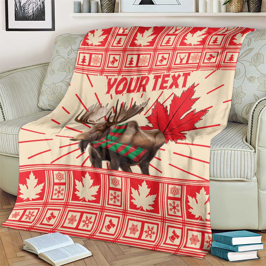 Personalized Canada Moose Blanket Maple Leaf Christmas Lightning Art
