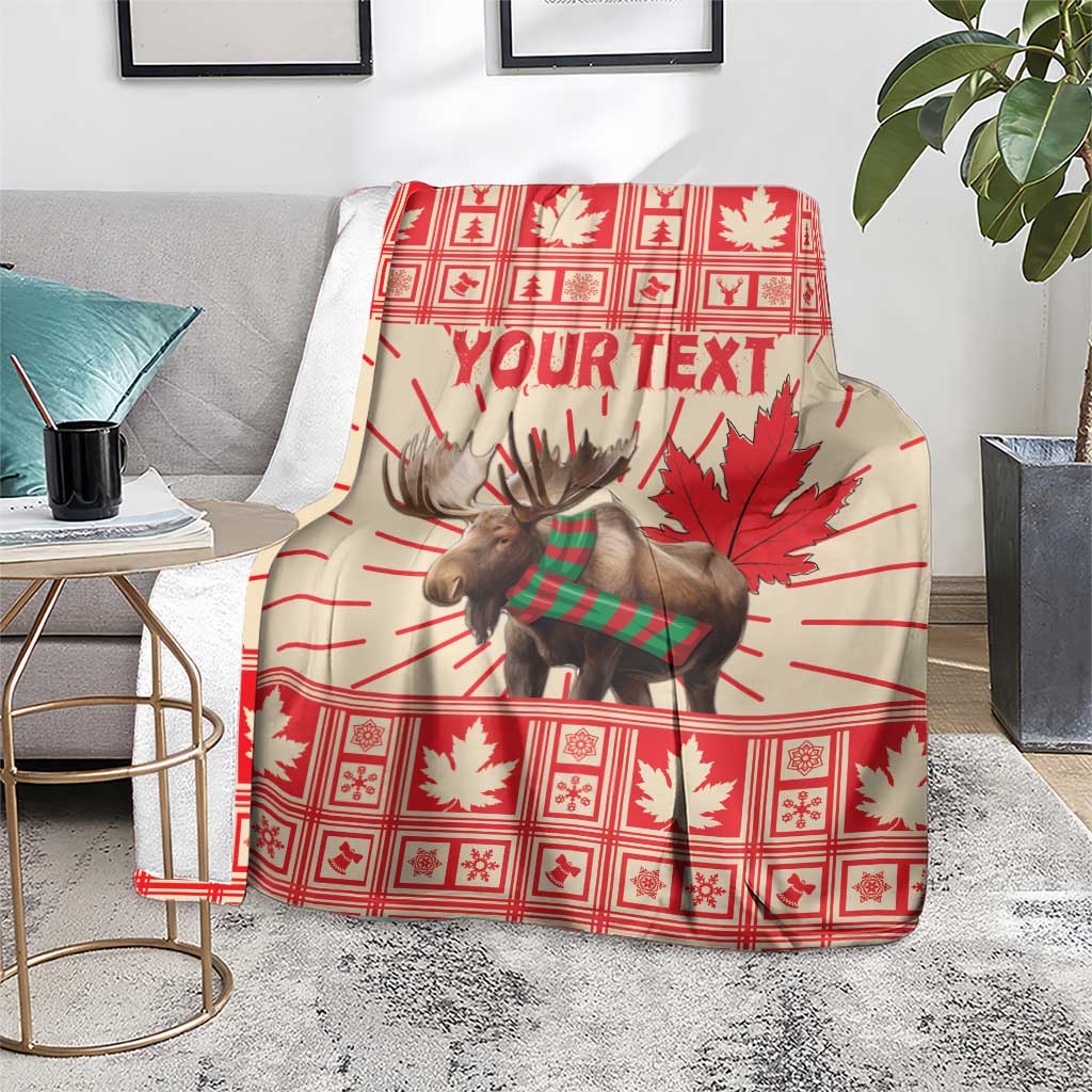 Personalized Canada Moose Blanket Maple Leaf Christmas Lightning Art