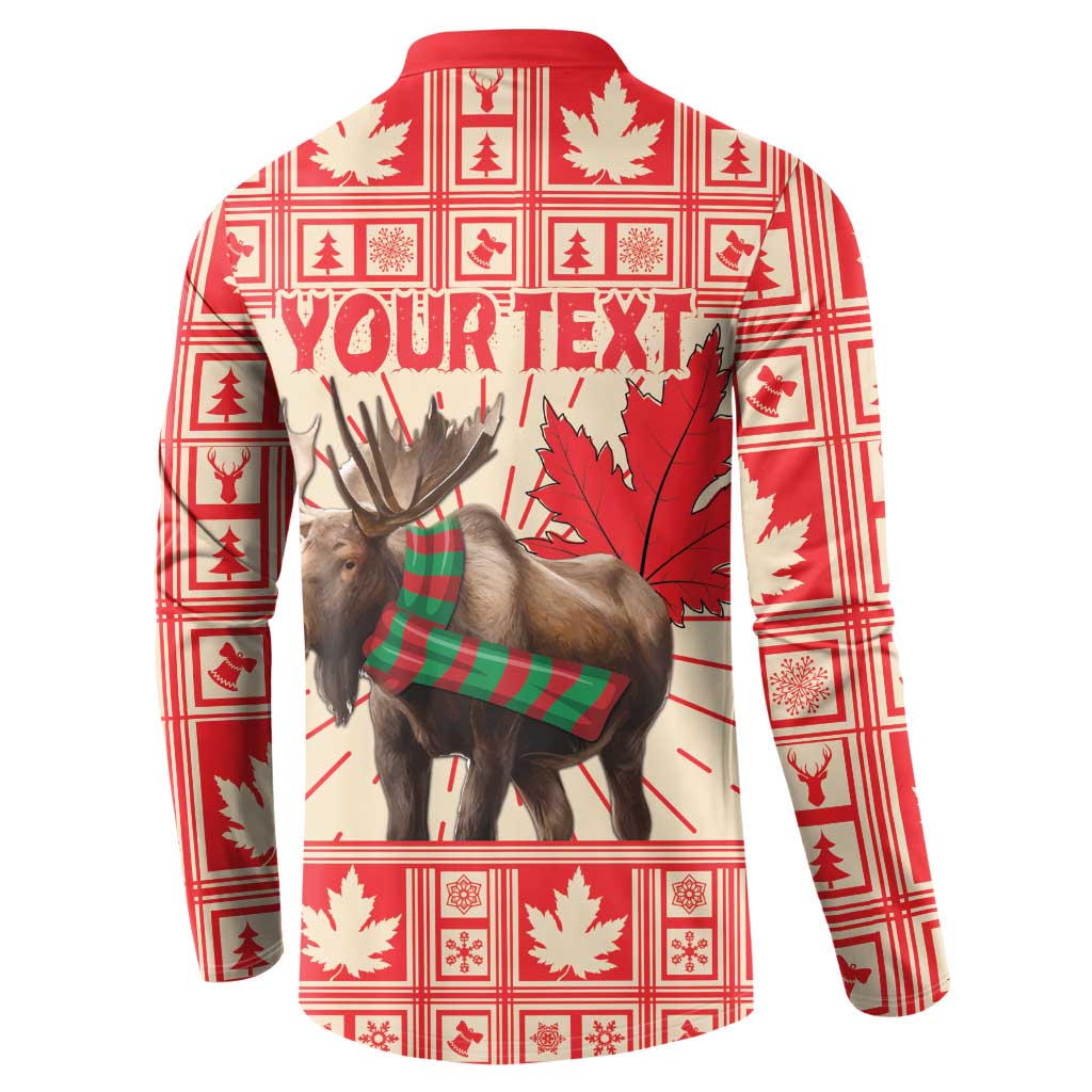 Personalized Canada Moose Button Sweatshirt Maple Leaf Christmas Lightning Art - Wonder Print Shop