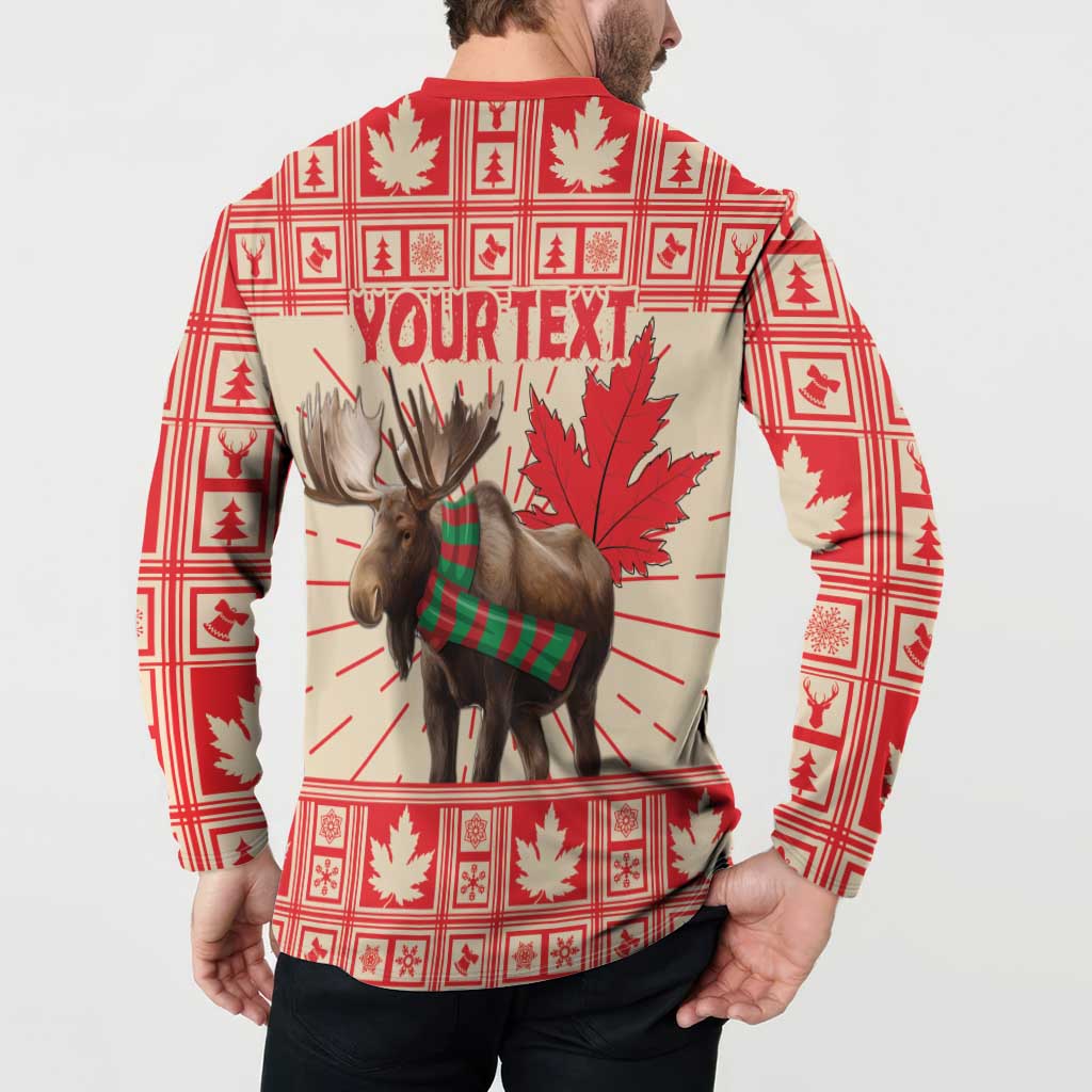 Personalized Canada Moose Button Sweatshirt Maple Leaf Christmas Lightning Art - Wonder Print Shop