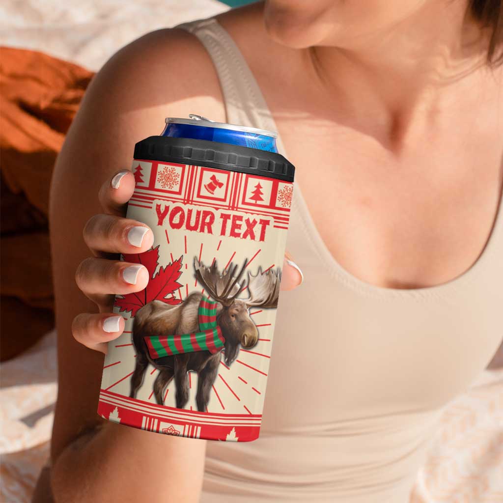 Personalized Canada Moose 4 in 1 Can Cooler Tumbler Maple Leaf Christmas Lightning Art - Wonder Print Shop