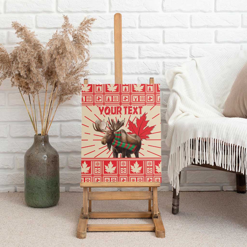 Personalized Canada Moose Canvas Wall Art Maple Leaf Christmas Lightning Art - Wonder Print Shop