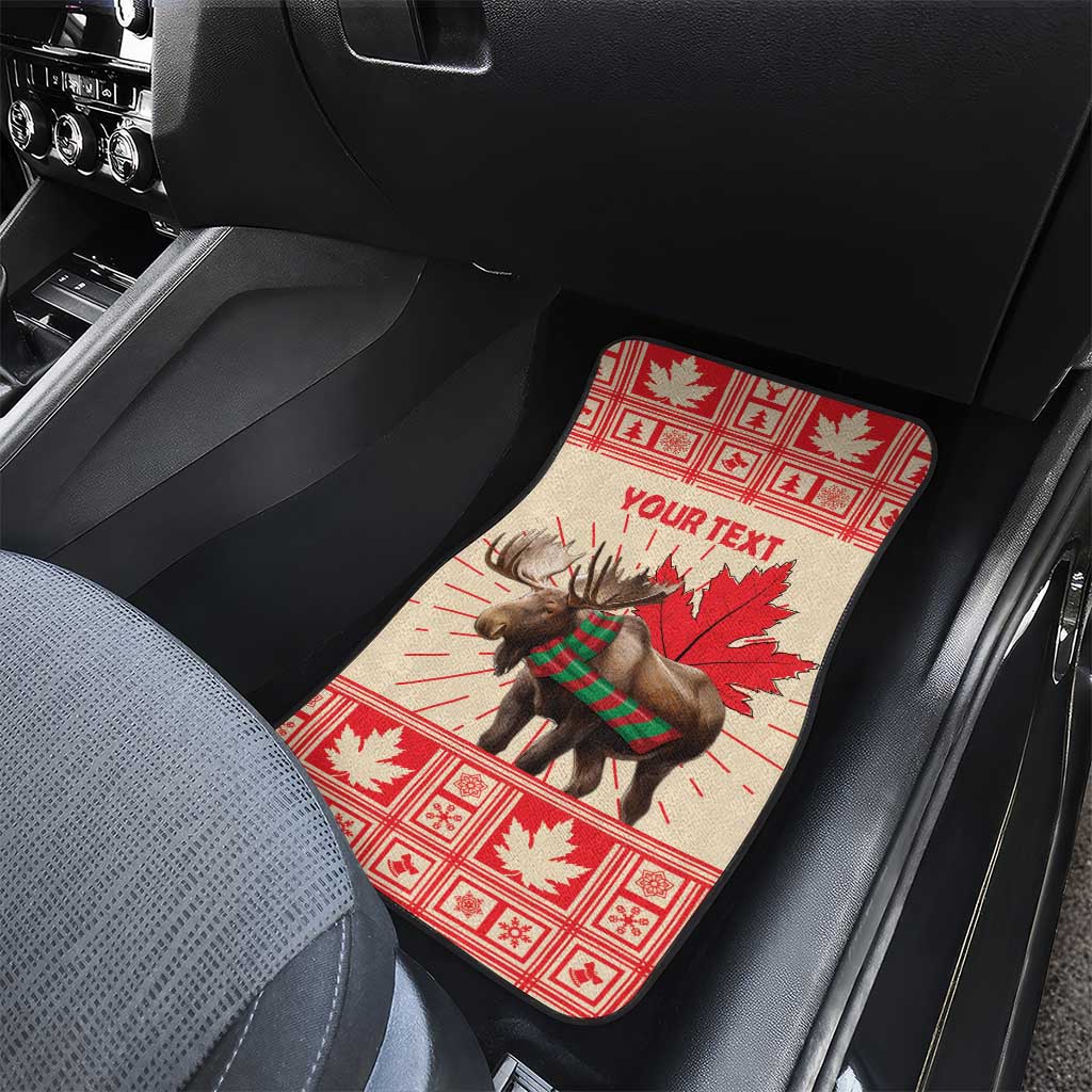 Personalized Canada Moose Car Mats Maple Leaf Christmas Lightning Art - Wonder Print Shop