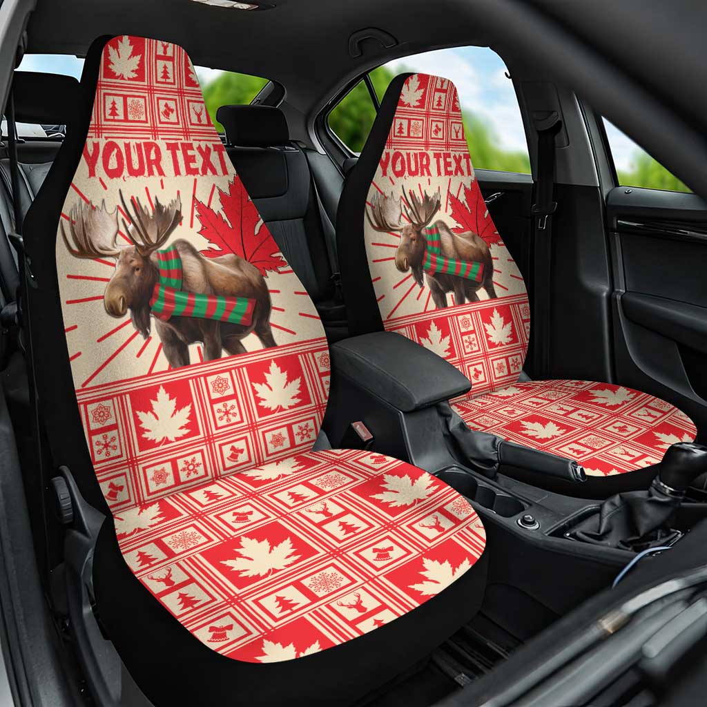 Personalized Canada Moose Car Seat Cover Maple Leaf Christmas Lightning Art - Wonder Print Shop