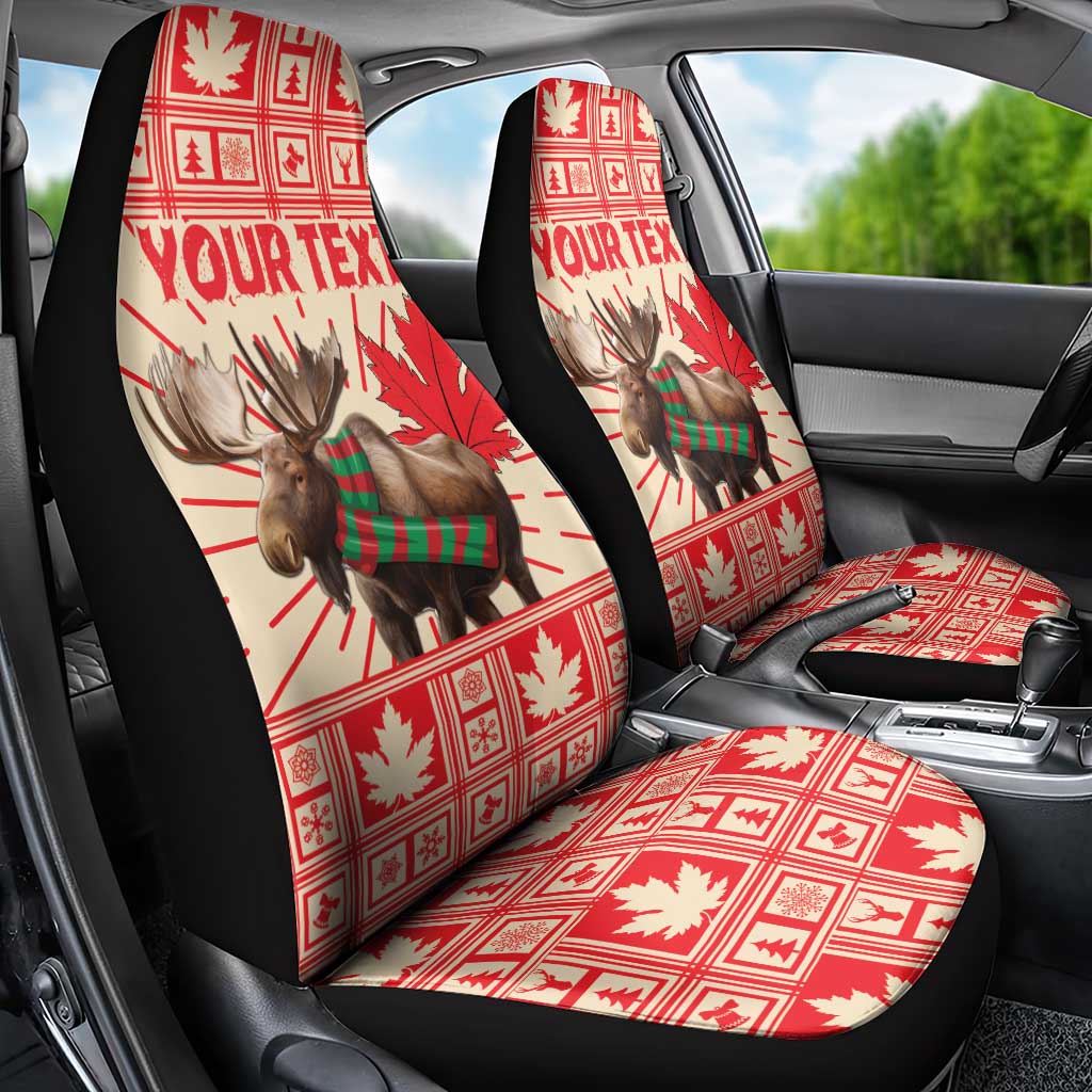 Personalized Canada Moose Car Seat Cover Maple Leaf Christmas Lightning Art - Wonder Print Shop