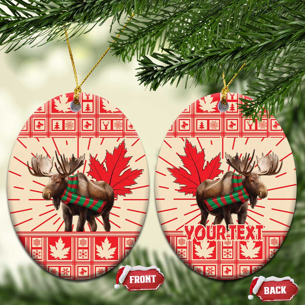 Personalized Canada Moose Ceramic Ornament Maple Leaf Christmas Lightning Art - Wonder Print Shop