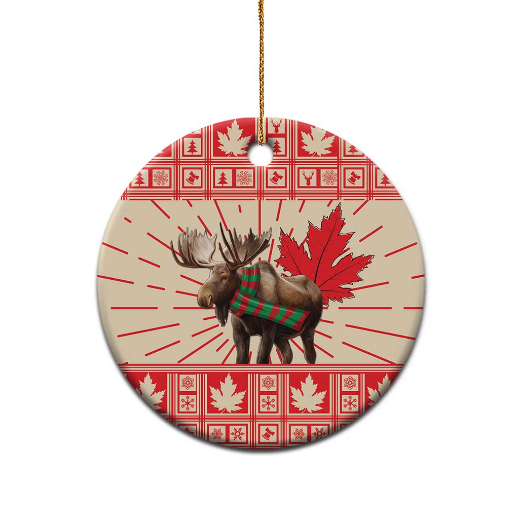 Personalized Canada Moose Ceramic Ornament Maple Leaf Christmas Lightning Art - Wonder Print Shop