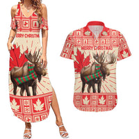 Personalized Canada Moose Couples Matching Summer Maxi Dress and Hawaiian Shirt Maple Leaf Christmas Lightning Art - Wonder Print Shop