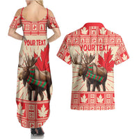 Personalized Canada Moose Couples Matching Summer Maxi Dress and Hawaiian Shirt Maple Leaf Christmas Lightning Art - Wonder Print Shop