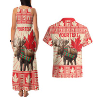 Personalized Canada Moose Couples Matching Tank Maxi Dress and Hawaiian Shirt Maple Leaf Christmas Lightning Art - Wonder Print Shop