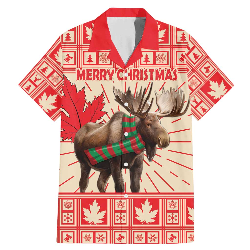 Personalized Canada Moose Family Matching Mermaid Dress and Hawaiian Shirt Maple Leaf Christmas Lightning Art - Wonder Print Shop