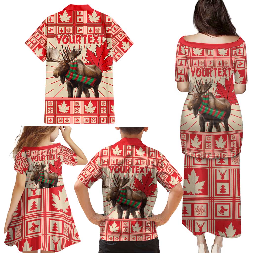 Personalized Canada Moose Family Matching Puletasi and Hawaiian Shirt Maple Leaf Christmas Lightning Art - Wonder Print Shop