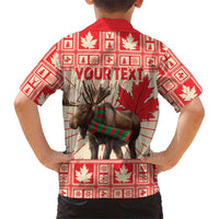 Personalized Canada Moose Family Matching Short Sleeve Bodycon Dress and Hawaiian Shirt Maple Leaf Christmas Lightning Art - Wonder Print Shop