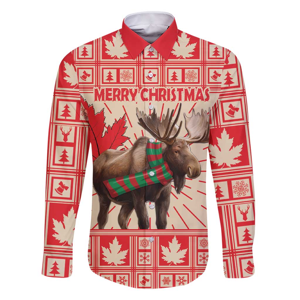 Personalized Canada Moose Family Matching Short Sleeve Bodycon Dress and Hawaiian Shirt Maple Leaf Christmas Lightning Art - Wonder Print Shop