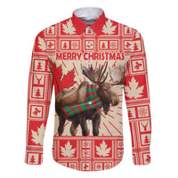 Personalized Canada Moose Family Matching Short Sleeve Bodycon Dress and Hawaiian Shirt Maple Leaf Christmas Lightning Art - Wonder Print Shop
