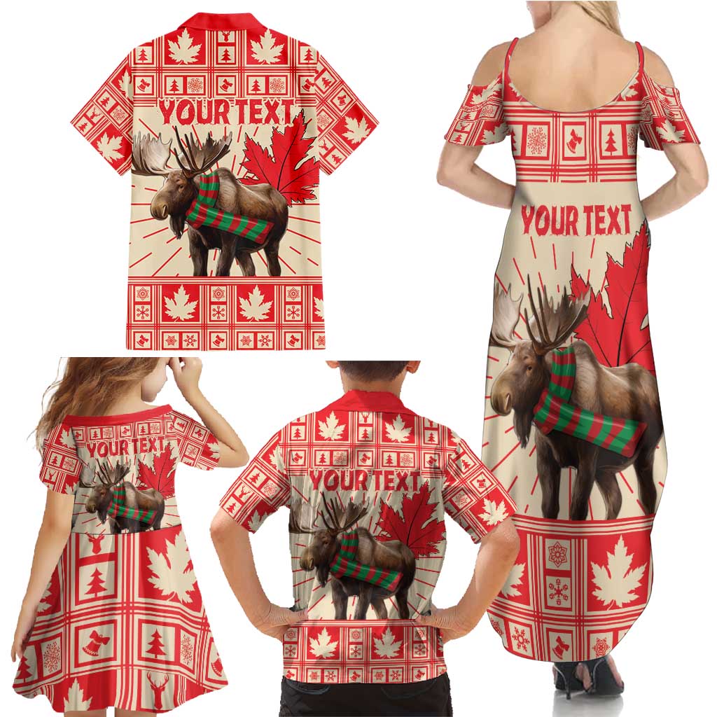 Personalized Canada Moose Family Matching Summer Maxi Dress and Hawaiian Shirt Maple Leaf Christmas Lightning Art - Wonder Print Shop