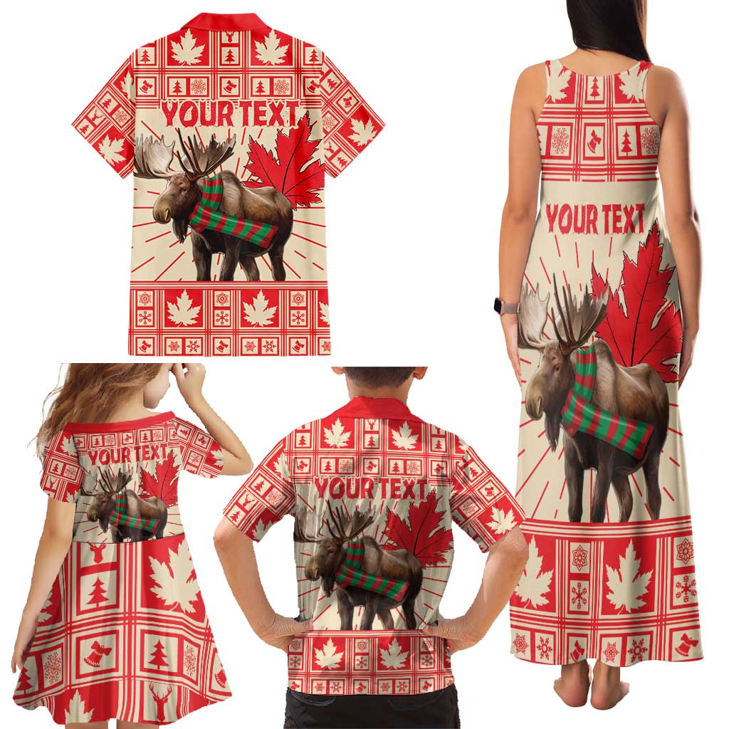 Personalized Canada Moose Family Matching Tank Maxi Dress and Hawaiian Shirt Maple Leaf Christmas Lightning Art - Wonder Print Shop